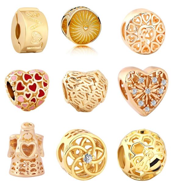

moq 20pcs gold hollow love angel love clip bead charm fit original bracelet jewelry diy j0159229910, Bronze;silver