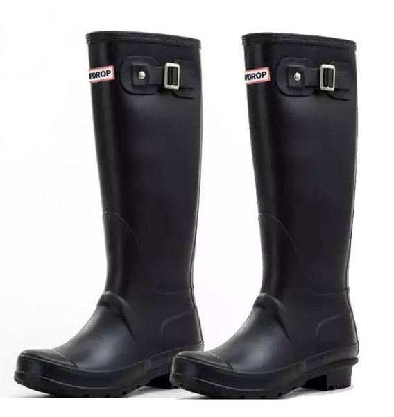 

knee high tall rain boots rainboots waterproof boots shoes rubber matte gloss rain shoes fit long socks for men women dhl9465978, Black
