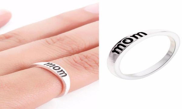 

new arrival fashion vintage 925 sterling silver mom letter ring gift for mom rings ps10246325542, Golden;silver