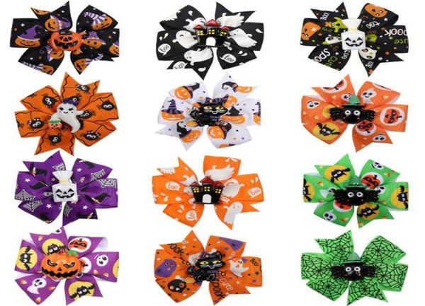 

american halloween childrens pretty cartoon printed hairpins baby girls cute party barrettes kids hair bows gd5893519568, Slivery;white