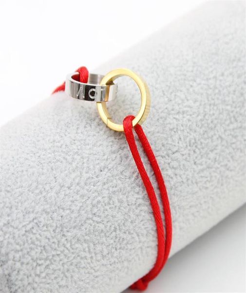 

stainless steel bracelet love metal buckle ribbon lace up chain bracelets adjustable size for women fasion bracelets jewelry332w6593986, Golden;silver