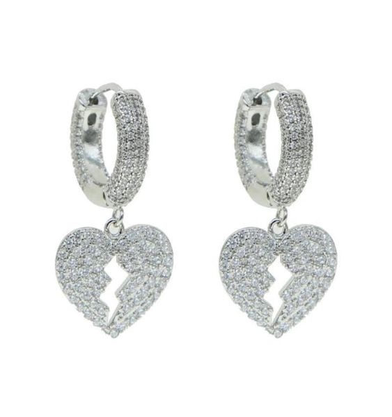 

hie broken heart dangle charm hoop for lady geometric hanging earrings female big modern jewelry oorbellen accessories bu8v6 vncno1025617, Golden;silver