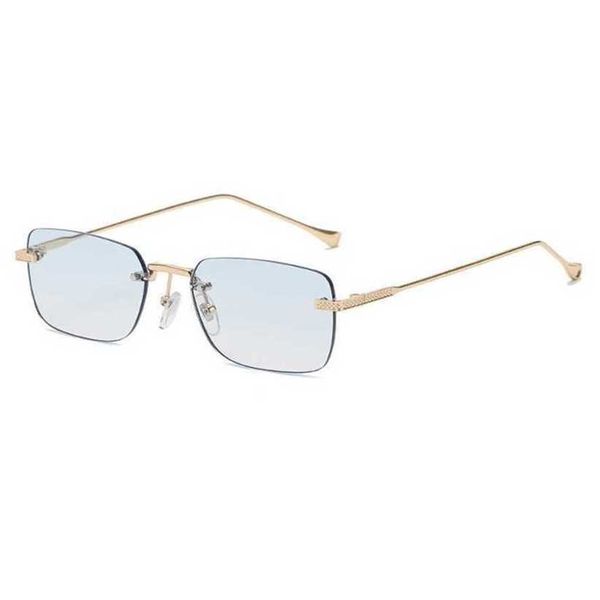

sunglasses 2023 designer rimless mens fashion vintage glasses wholesale retro stylish metal classic eyewear shades for ladykajia new, White;black