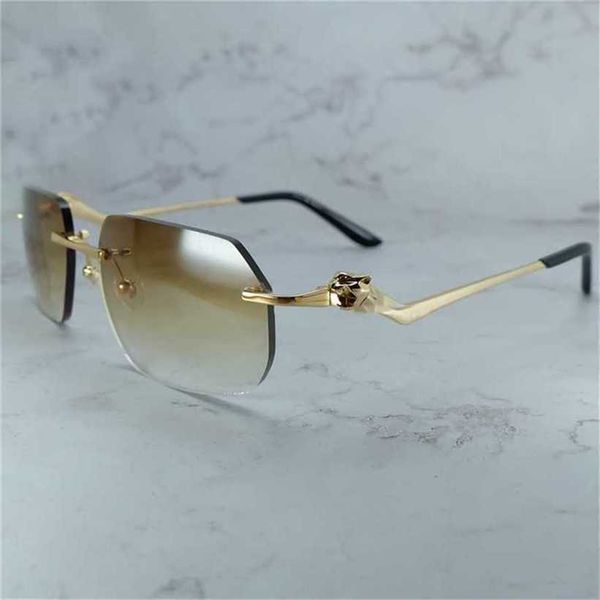 

sunglasses 2023 designer panther brand designer mens rimless polygon vintage carter glasses retro shades for women cool decoration eyewearka, White;black