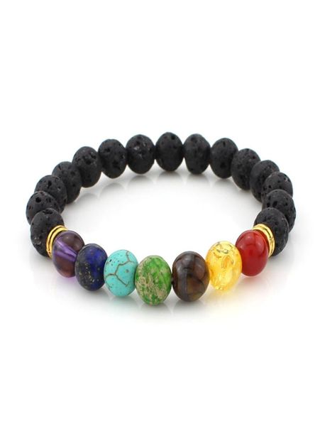 

lava rock beads charms bracelets turquoise tiger eye natural stone stretch beaded bracelet for womenmen fashion jewe1825876, Black