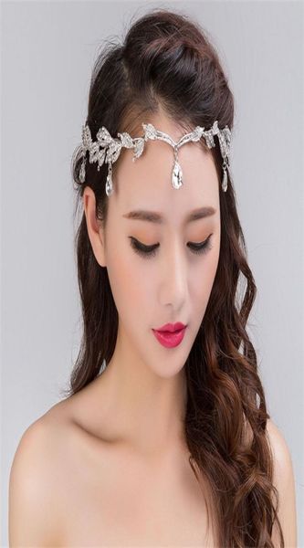 

1 piece silver crystals rhinestones leaves head chain jewelry forehead headpiece bride rhinestone wedding hair accessories 2001 t28773682, Slivery;golden