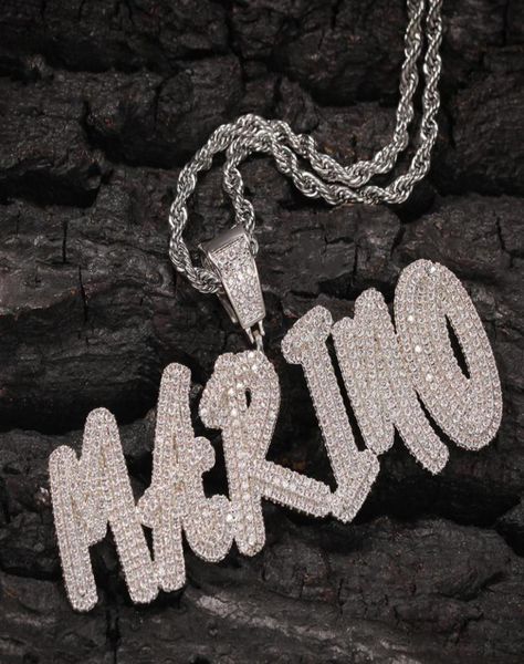 

az custom name letters necklaces mens fashion hip hop jewelry iced out gold initial letter pendant necklace5469042, Silver