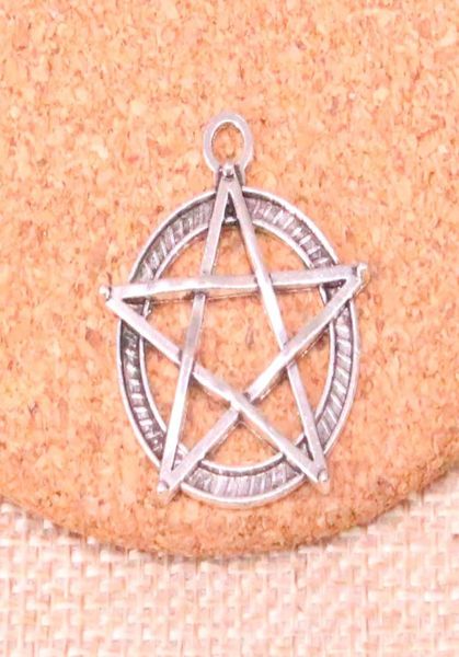 

45pcs charms star pentagram 28mm antique making pendant fitvintage tibetan silverdiy handmade jewelry3921204, Bronze;silver