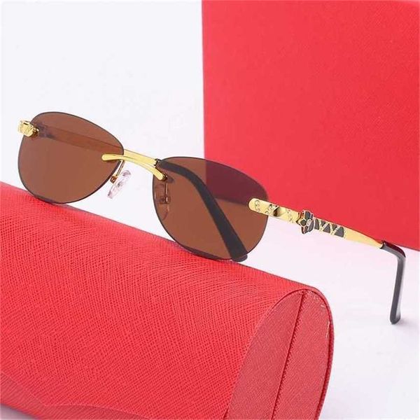 

sunglasses 2023 designer new style rimless women's trend inlaid leg purple gold personalized versatile sunglasseskajia new, White;black