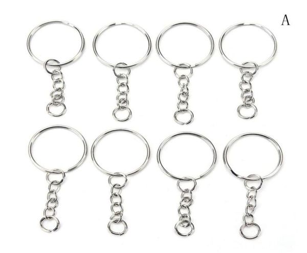

100 pcsset silver key chains stainless steel alloy circle diy 25mm keyrings 3 styles jewelry keychain key ring accessories1831237, Slivery;golden