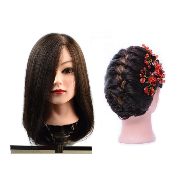 

100 human hair mannequin head 18quot blonde great quality natural black color hair hairdressing dolls head for beauty9827104, White