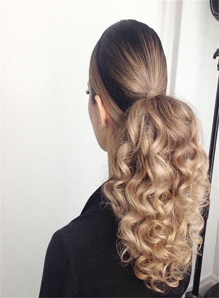

beyonce ponytail hairstyle deep curly draw string extens raw virgin wraps pony tail hair piece 613 ponytail 100g120g140g8677182, Black