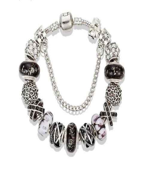 

pand strands bracelet 1821cm creative black glass with diamond cylinder hollow ball ornaments6817023