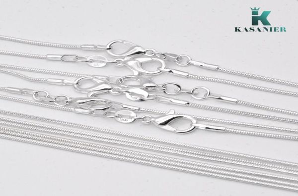 

kasanier 10 pcs wholesale fashion jewelry 925 silver jewelry necklace 1 mm chain necklace + 925 lobster clasps tag2545359