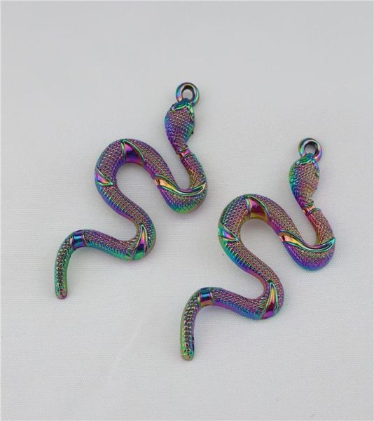 

10pcs rainbow punk cobra viper pendant diy necklace women men jewelry4906227, Silver