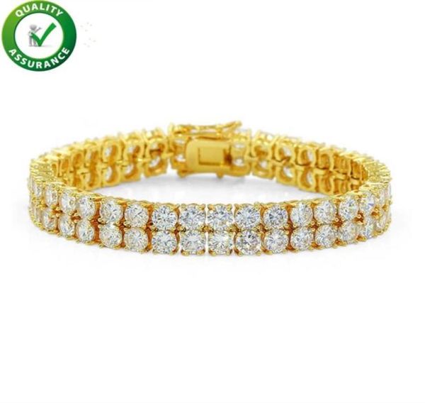 

luxury designer jewelry mens gold bracelets 2 rows bangles hip hop iced out diamond tennis bracelet style bracelet love link chain5807172, Golden;silver