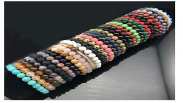 

nice chakra beaded bracelet men 8mm natural stone lava tiger eye matte black onyx healing beads stretch charm yoga women jewelry6549364