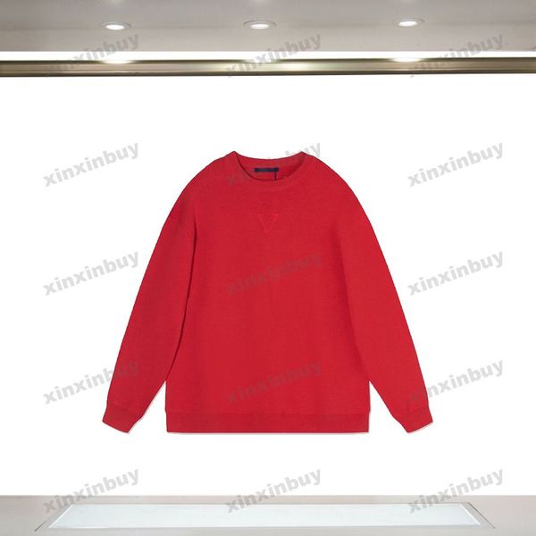 

xinxinbuy men women designer sweatshirt hoodie paris emboss pattern letter print knit sweater blue black green xs-l, Black;brown