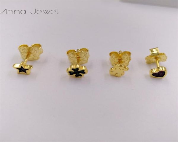 

bear jewelry 925 sterling silver to us star love heart stud crystal earrings for women charms set wedding party birthday gift ear9864388