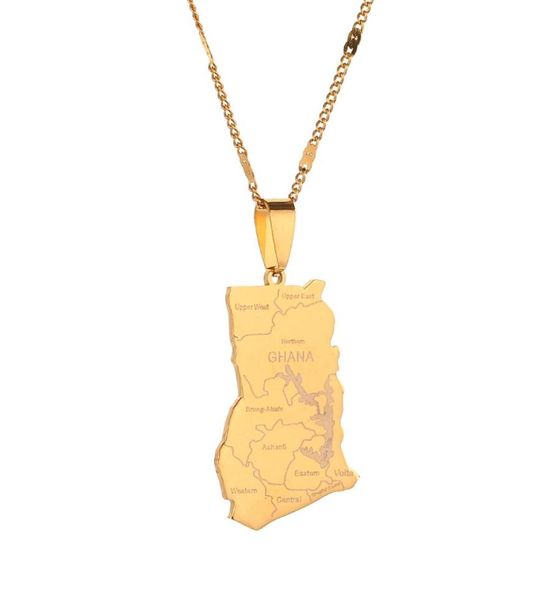 

stainless steel ghana map pendant necklaces fashion ghanaian map women jewelry9716802, Silver