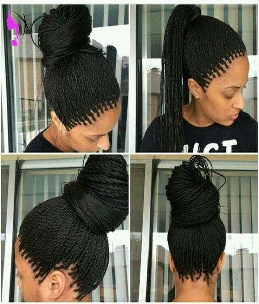 

handmade braided full lace front wig blackbrown burgundy ombre senegalese wig micro lace frontal braids wig with baby hai6516263, Black