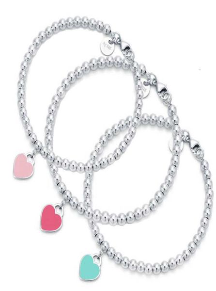 

charm bracelets beaded charm bracelets for women 925 sterling silver red pink blue green heart charms luxury designer 7245012, Golden;silver
