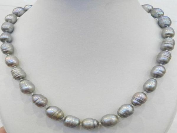 

18quot1112 mm round tahitian black green pearl necklace0126617351, Silver