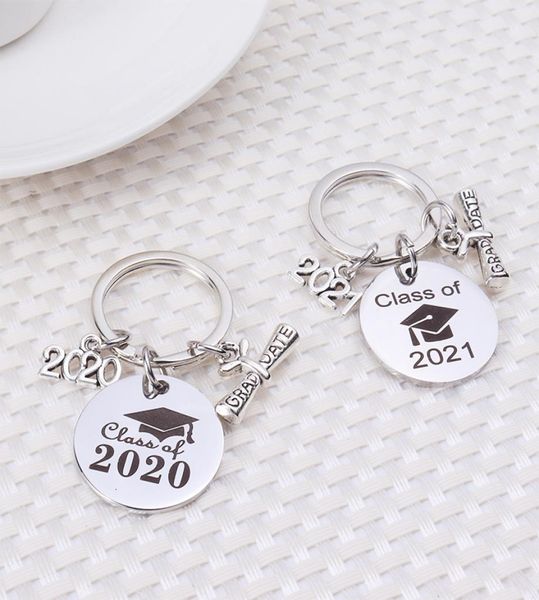 

2021 new class of stainless steel key ring with scroll graduation season gift8123979, Slivery;golden