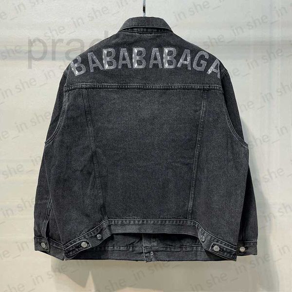 

men's jackets designer mens denim jacket woman casual loose classic wash rhinestone outerwear autumn sun protection coat 23fw 7vnl, Black;brown