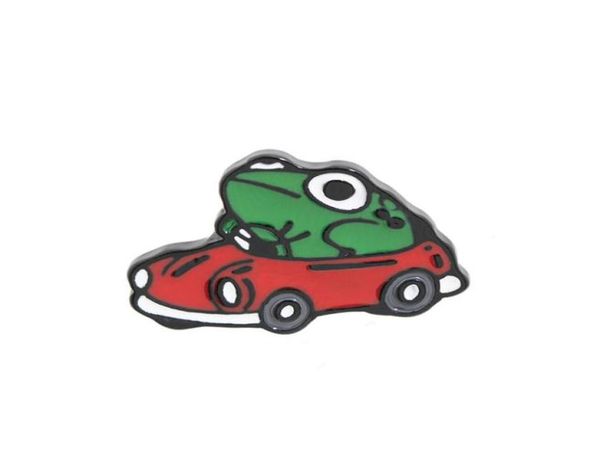 

funny animal brooch pins cartoon frog driving car metal paint enamel brooches for boys gift jewelry clothes badges denim shirt lap1885837, Gray