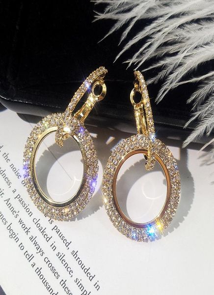

new design creative jewelry highgrade elegant crystal earrings round gold and silver earrings wedding party earrings for woman 3 2007515, Golden