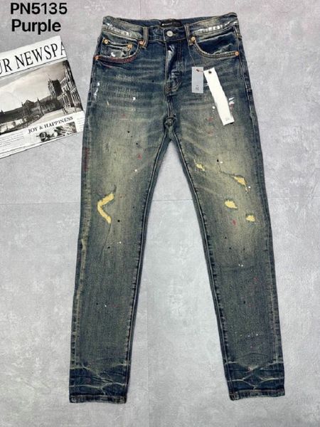 

hm120066 purple mens jeans distressed motorcycle biker jean rock skinny slim ripped hole stripe fashionable snake embroidery denim pants, Blue