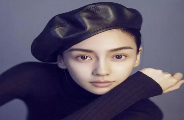 

pu leather beret hats for women girls winter flat cap female boina fashion warmer beret cap bone gorras painter3120989, Yellow