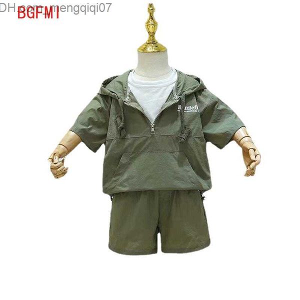 

clothing sets toddler boys zipper hoodie summer short sleeve set new korean girls breathable baby thin two piece set 1-8t children's we, White