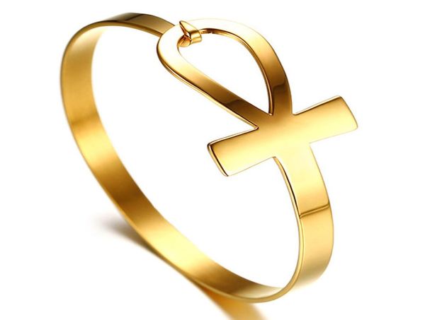 

chic design egyptian stainless steel ladies bracelet in gold tone cuff bangle stylish brackelts brazalet jewelry1217502, Golden;silver
