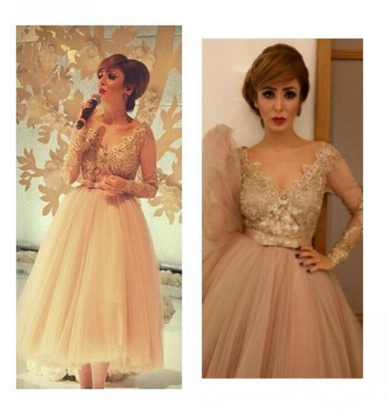 

short prom dresses long sleeves gold applique lace evening dress tulle aline prom party gowns2232941, Black;red