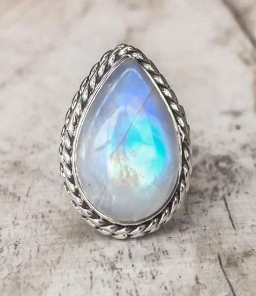 

vintage tibetan silver big healing crystal rings for women boho antique indian moonstone ring fine jewelry girls ladies gifts anni7379419, Slivery;golden