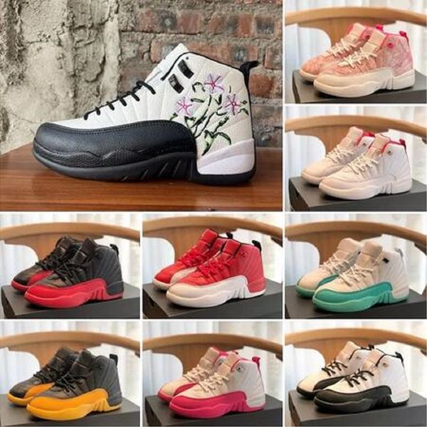 

little and big kids jumpman 12s basketball shoes bred rubber 12 xii taxi dark the master grey blue gym red vivid pink frenchflu game toddler