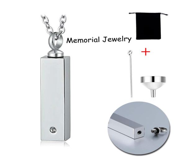 

rectangle cremation jewelry charm urn pendant necklace for ashes stainless steel waterproof memorial ash keepsake jewelry6691414, Silver