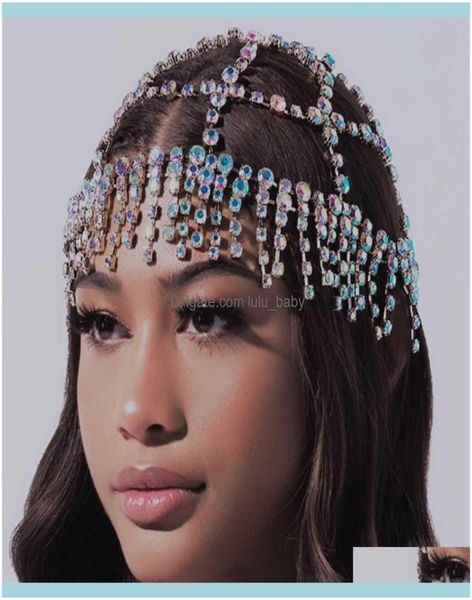 

wedding jewelryluxury handmade tassel rhinestone bridal chain hair jewelry hat for women crystal forehead piece flapper cap head b2230153, Slivery;golden
