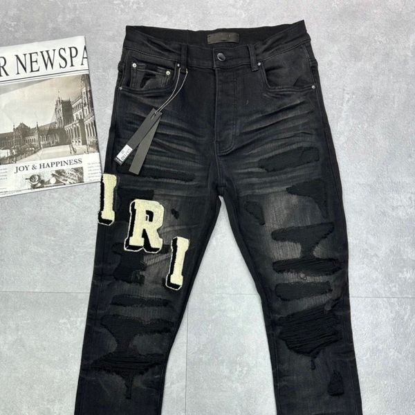 

hm1200556 purple mens jeans distressed motorcycle biker jean rock skinny slim ripped hole stripe fashionable snake embroidery denim pants, Blue