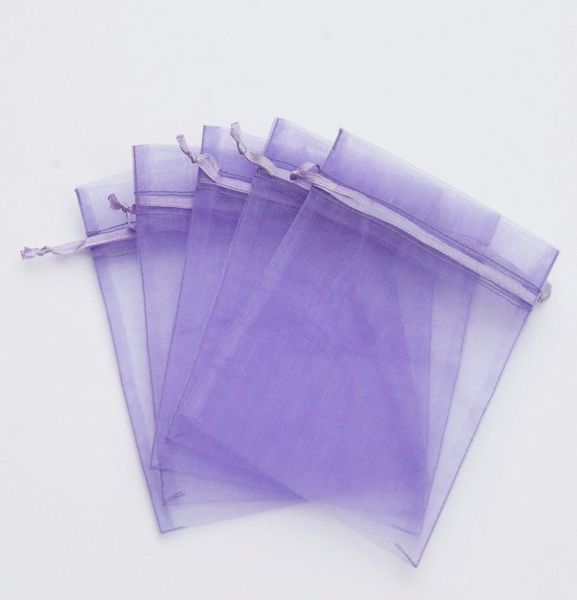 

100pcslot lavender 7x9cm 9x12cm 13x18cm 11x15cm organza bag jewelry gift pouches bags for wedding favors drawstring bags8292696, Pink;blue