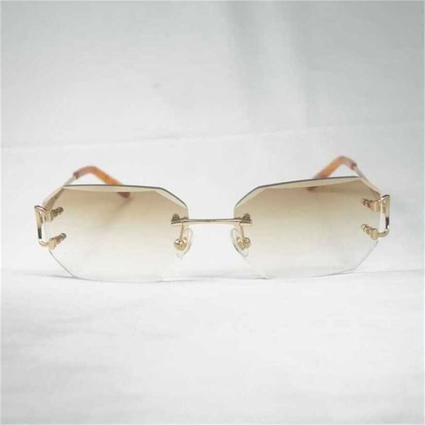 

sunglasses 2023 designer vintage rimless wire men eyewear women for summer diamond cutting clear glasses metal frame oculos gafaskajia new, White;black