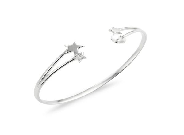 

star bracelet settings pearl semi mount 925 sterling silver blank open bangle 3 pieces5060054, Slivery;crystal