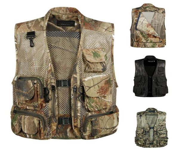 

outdoor men camping hunting fishing hiking vest amphibious multi pockets tactical vest men quick dry mesh camouflage clothes8645220, Camo;black