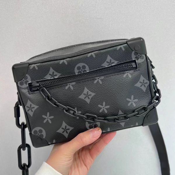 

fashion m44735 mini soft trunk box travel bags clutch genuine leather designers black flower bag womens mens shoulder handbags luxurys totes