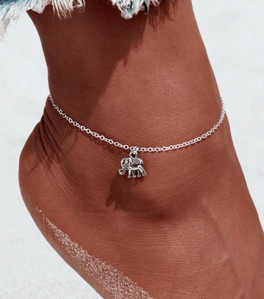 

20pcslot women silver elephant animal charms chain ankle anklet bracelet barefoot sandal beach foot jewelry9961568, Red;blue