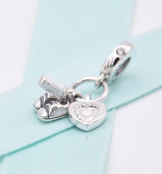 

2019 original whole 925 silver new shoes baby bottle and heart charm female fashion charm pandora bracelet jewelry3176868, Black