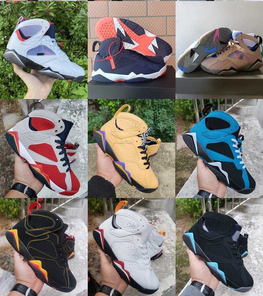 

jumpman 7 basketball shoes 7s vii trophy room cardinal citrus pantone nothing but net afrobeats red 2023 zapatos men women trainer sneaker s, Black