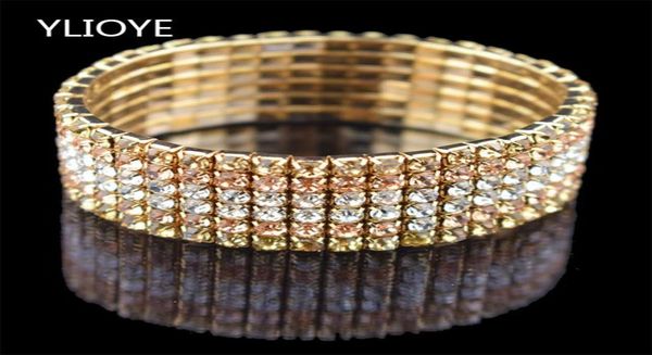 

fashion 6 row wide stretch crystal bracelets bangles 5 colors bracelets for women jewelry girl child6926137, Black